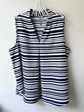 Brina & Em black & white striped sleeveless blouse